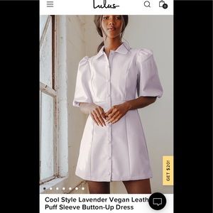 Lulus Vegan leather puff sleeve dress